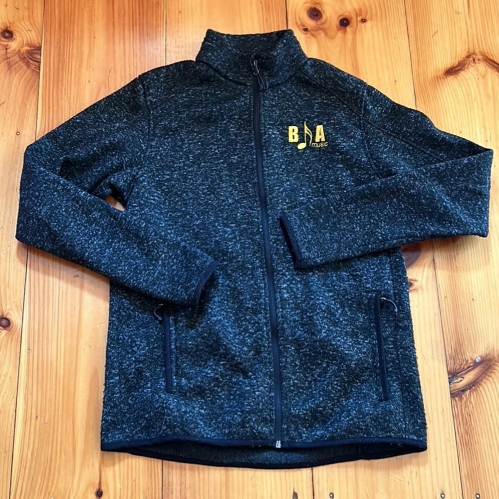 BFA St. Albans Vermont Music Fleece Full Zip Jacket Heather Black Size Large